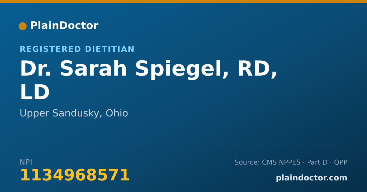 Shareable card for Sarah Spiegel, RD, LD - Registered Dietitian, Upper Sandusky, OH