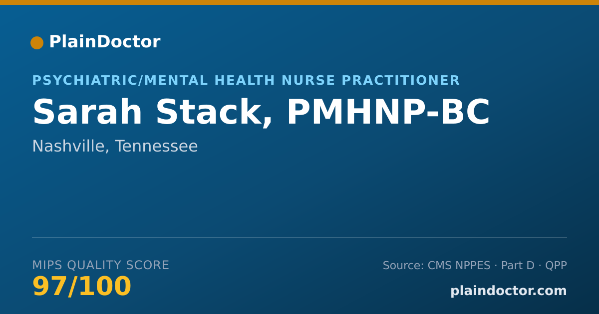 Shareable card for Sarah Stack, PMHNP-BC - Psychiatric/Mental Health Nurse Practitioner, Nashville, TN