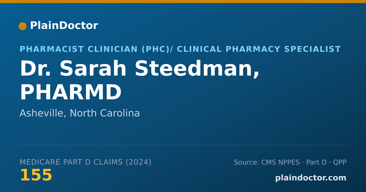 Shareable card for Sarah Steedman, PHARMD - Pharmacist, Asheville, NC