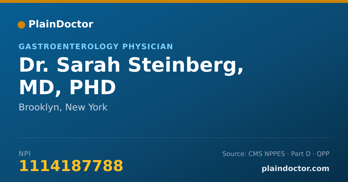 Shareable card for Sarah Steinberg, MD, PHD - Internal Medicine Physician, Brooklyn, NY
