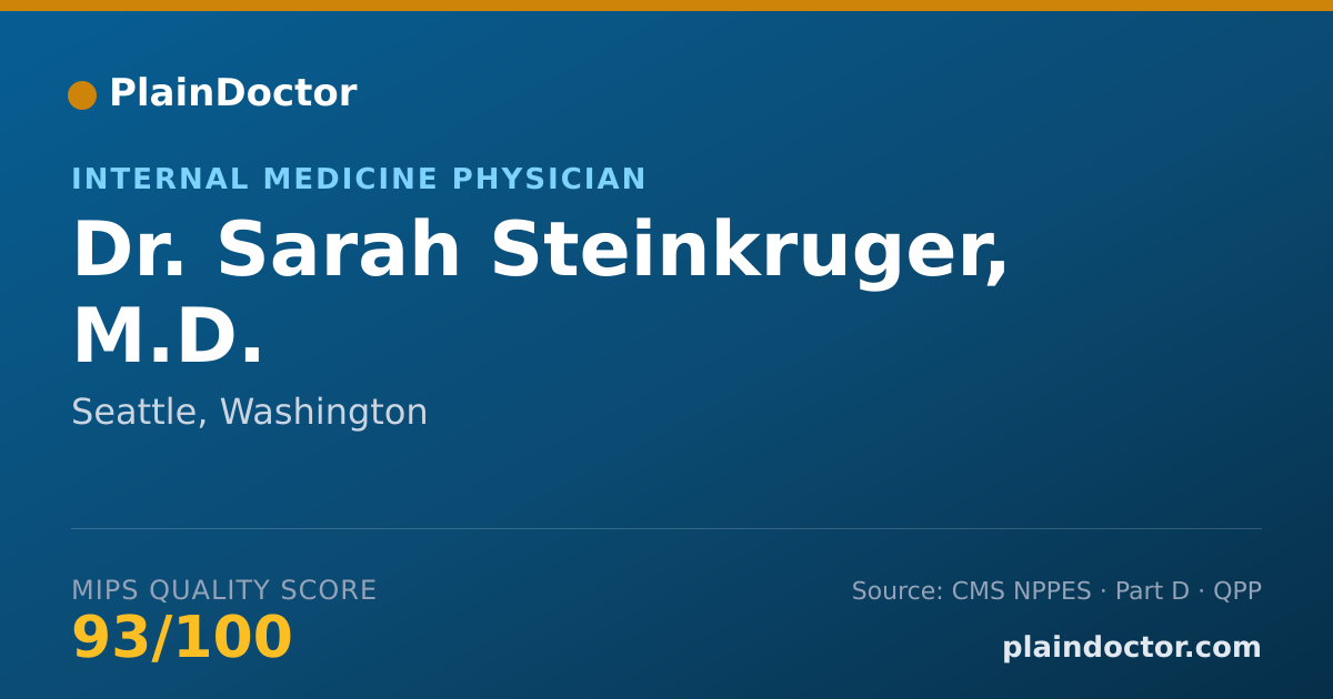 Shareable card for Sarah Steinkruger, M.D. - Internal Medicine Physician, Seattle, WA