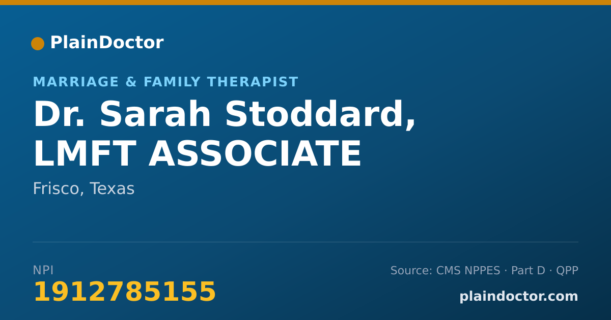 Shareable card for Sarah Stoddard, LMFT ASSOCIATE - Marriage & Family Therapist, Frisco, TX
