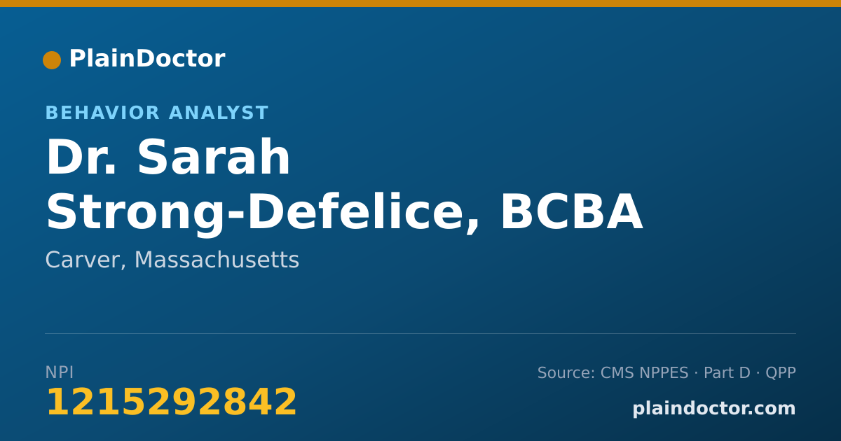 Shareable card for Sarah Strong-Defelice, BCBA - Behavior Analyst, Carver, MA