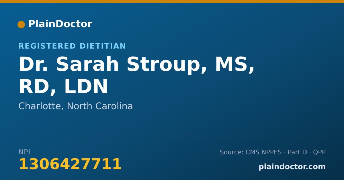 Shareable card for Sarah Stroup, MS, RD, LDN - Registered Dietitian, Charlotte, NC