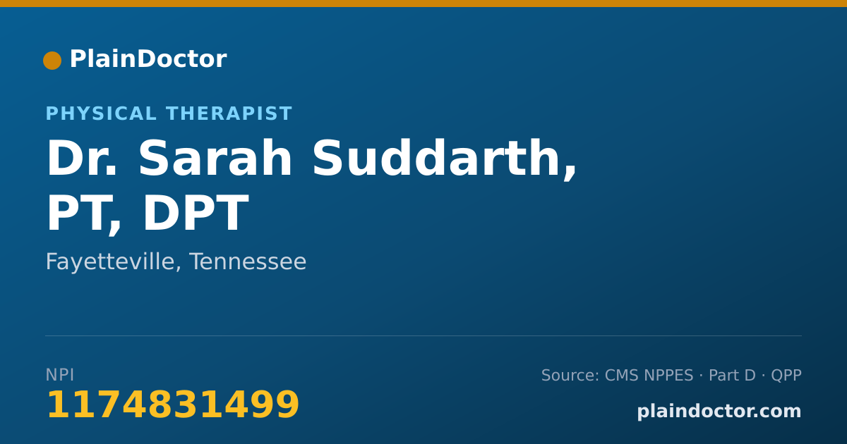 Shareable card for Sarah Suddarth, PT, DPT - Physical Therapist, Fayetteville, TN