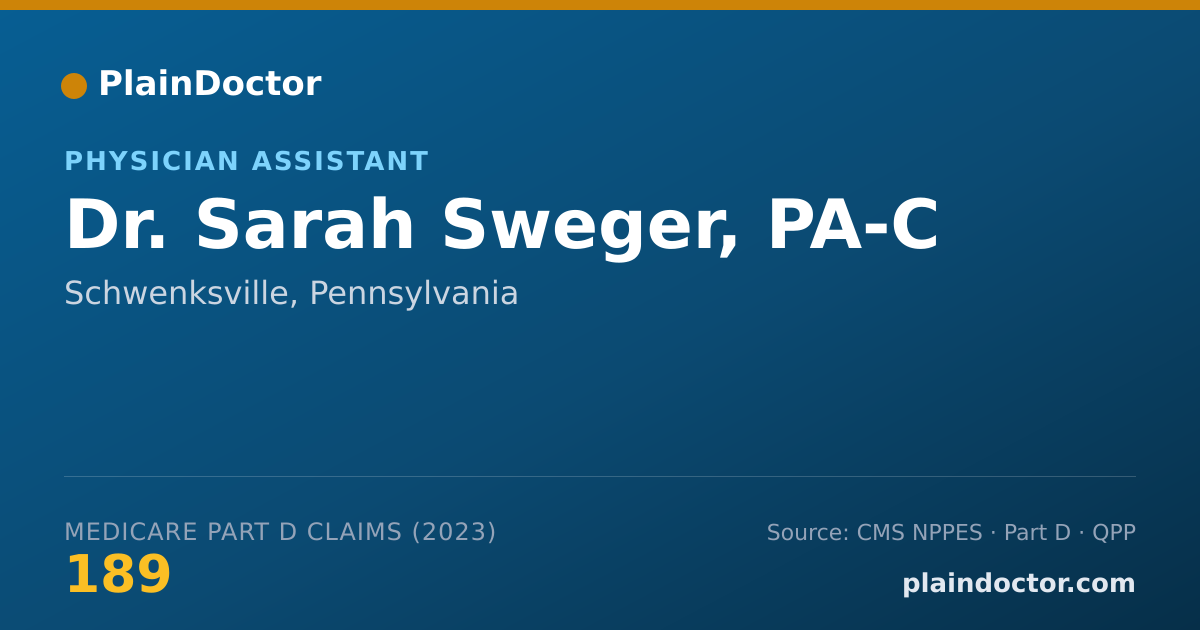 Shareable card for Sarah Sweger, PA-C - Physician Assistant, Schwenksville, PA