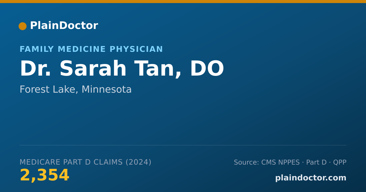 Shareable card for Sarah Tan, DO - Family Medicine Physician, Forest Lake, MN