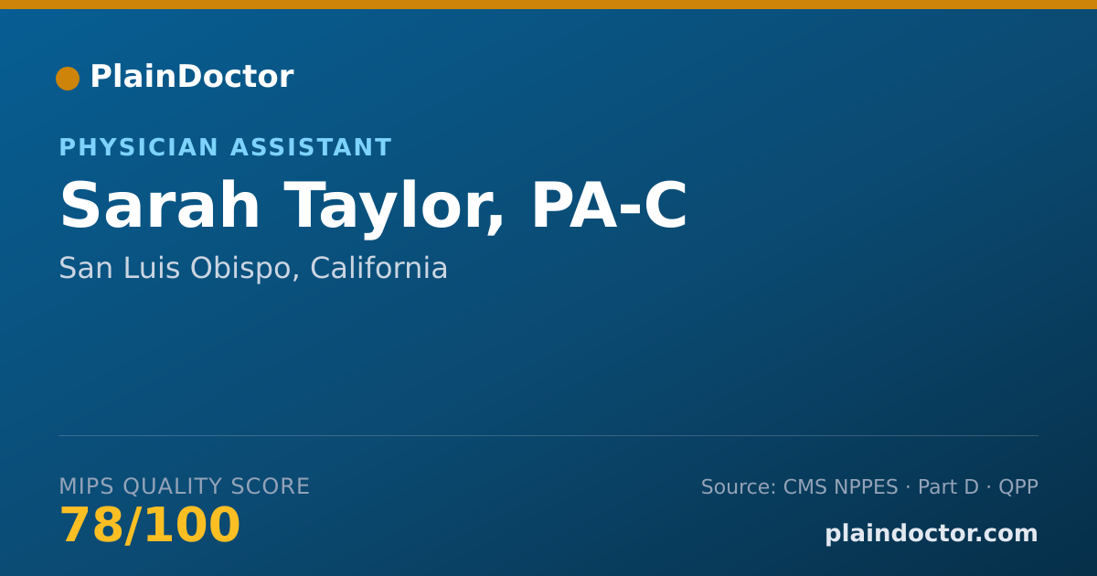 Shareable card for Sarah Taylor, PA-C - Physician Assistant, San Luis Obispo, CA