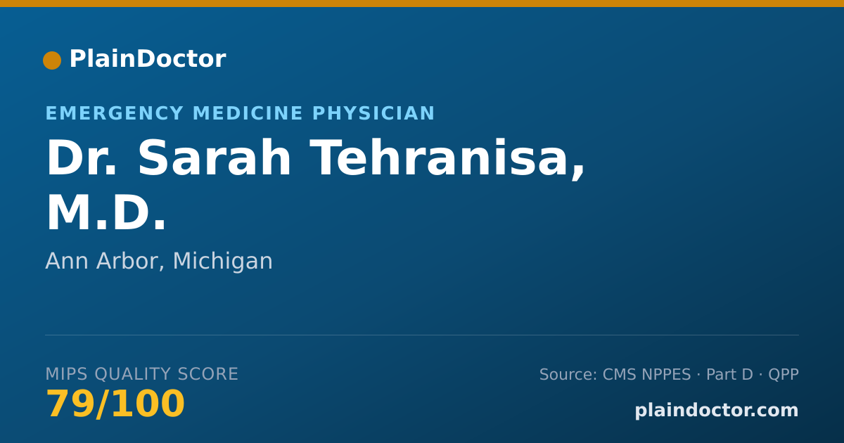Shareable card for Sarah Tehranisa, M.D. - Emergency Medicine Physician, Ann Arbor, MI