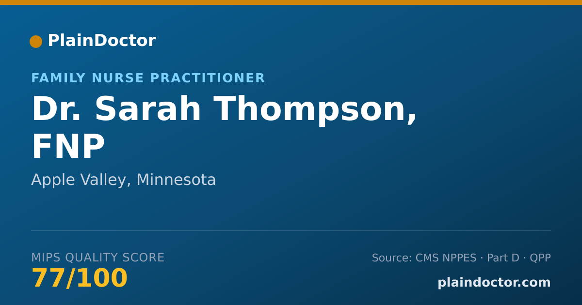 Shareable card for Sarah Thompson, FNP - Family Nurse Practitioner, Apple Valley, MN