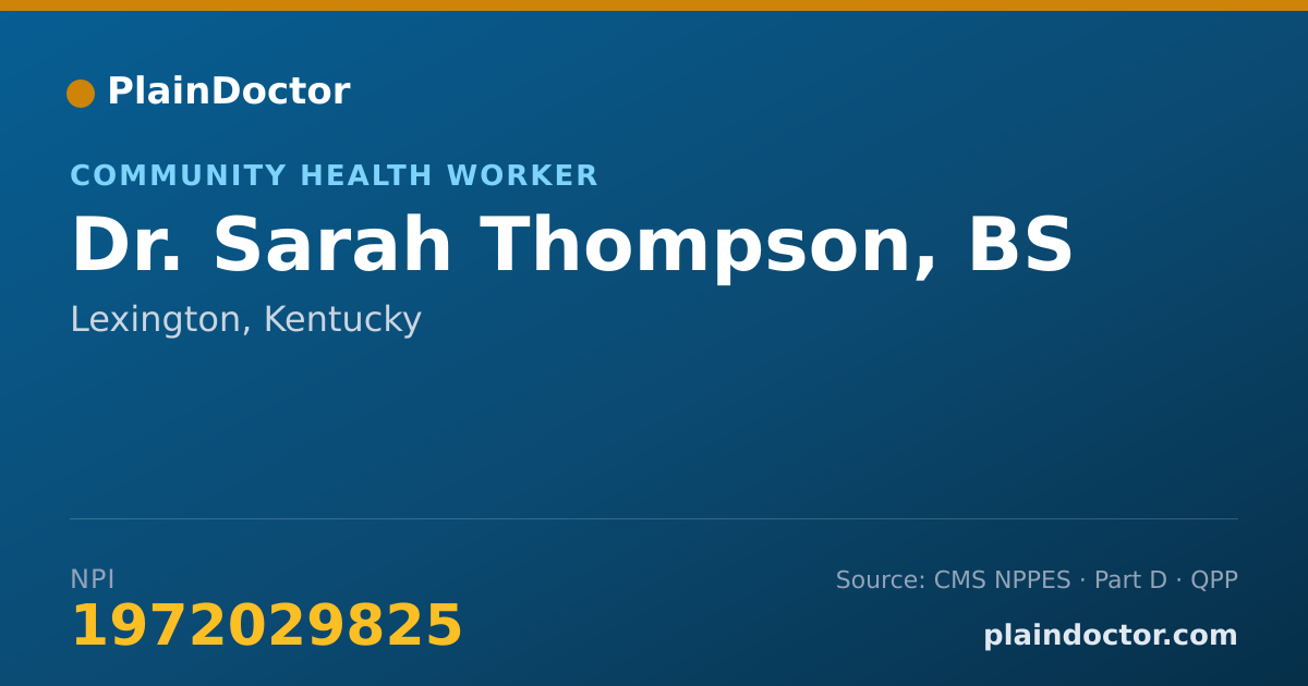 Shareable card for Sarah Thompson, BS - Community Health Worker, Lexington, KY