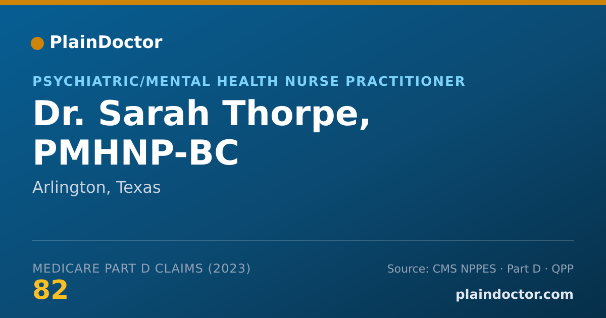 Shareable card for Sarah Thorpe, PMHNP-BC - Psychiatric/Mental Health Nurse Practitioner, Arlington, TX