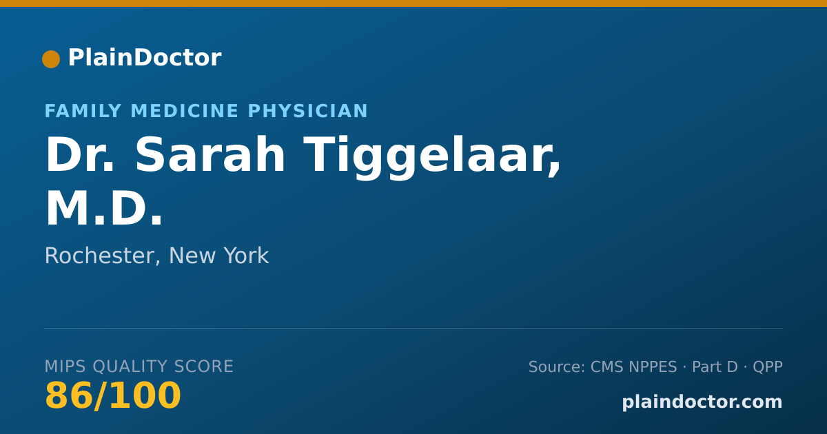 Shareable card for Sarah Tiggelaar, M.D. - Family Medicine Physician, Rochester, NY