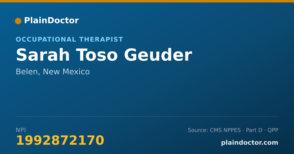 Shareable card for Sarah Toso Geuder - Occupational Therapist, Belen, NM