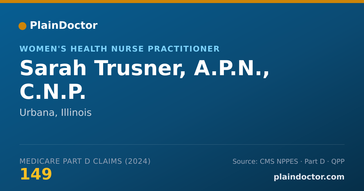 Shareable card for Sarah Trusner, A.P.N., C.N.P. - Women's Health Nurse Practitioner, Urbana, IL