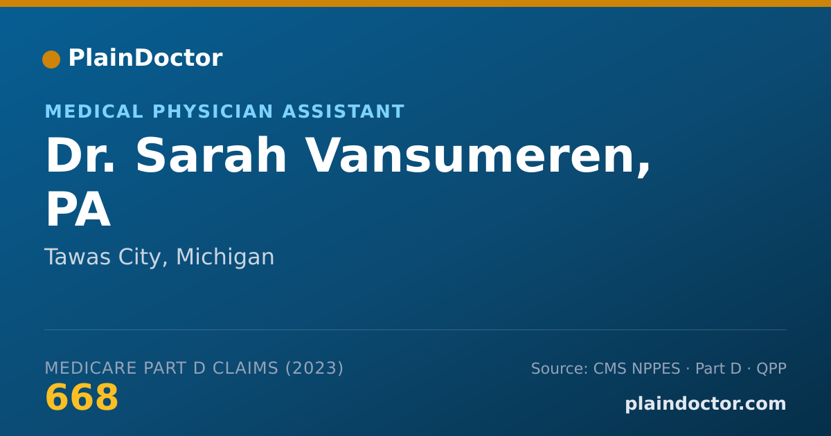 Shareable card for Sarah Vansumeren, PA - Medical Physician Assistant, Tawas City, MI