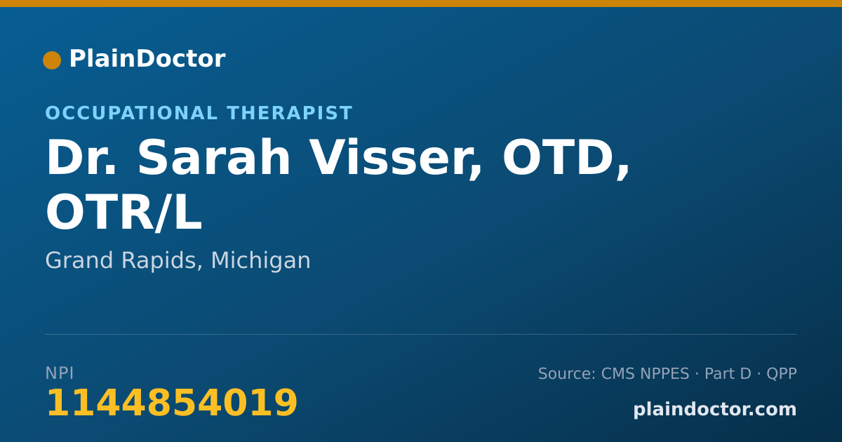Shareable card for Sarah Visser, OTD, OTR/L - Occupational Therapist, Grand Rapids, MI
