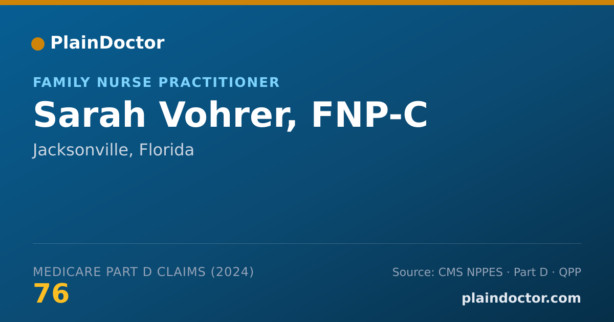 Shareable card for Sarah Vohrer, FNP-C - Family Nurse Practitioner, Jacksonville, FL