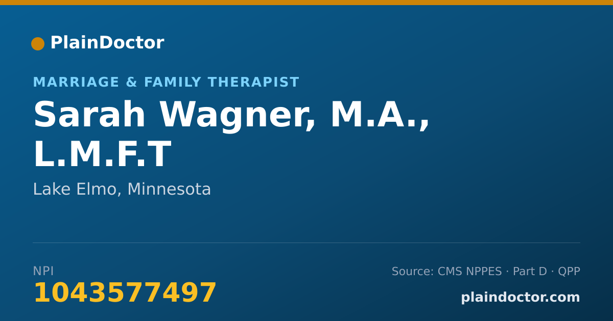 Shareable card for Sarah Wagner, M.A., L.M.F.T - Marriage & Family Therapist, Lake Elmo, MN
