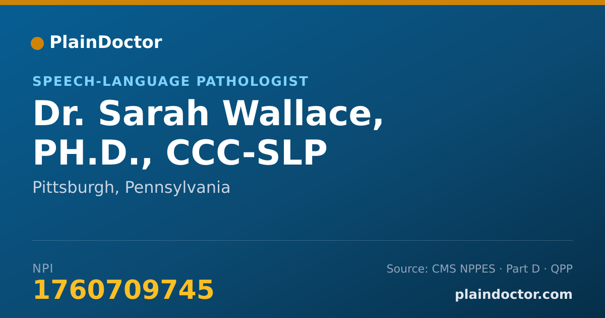 Shareable card for Sarah Wallace, PH.D., CCC-SLP - Speech-Language Pathologist, Pittsburgh, PA