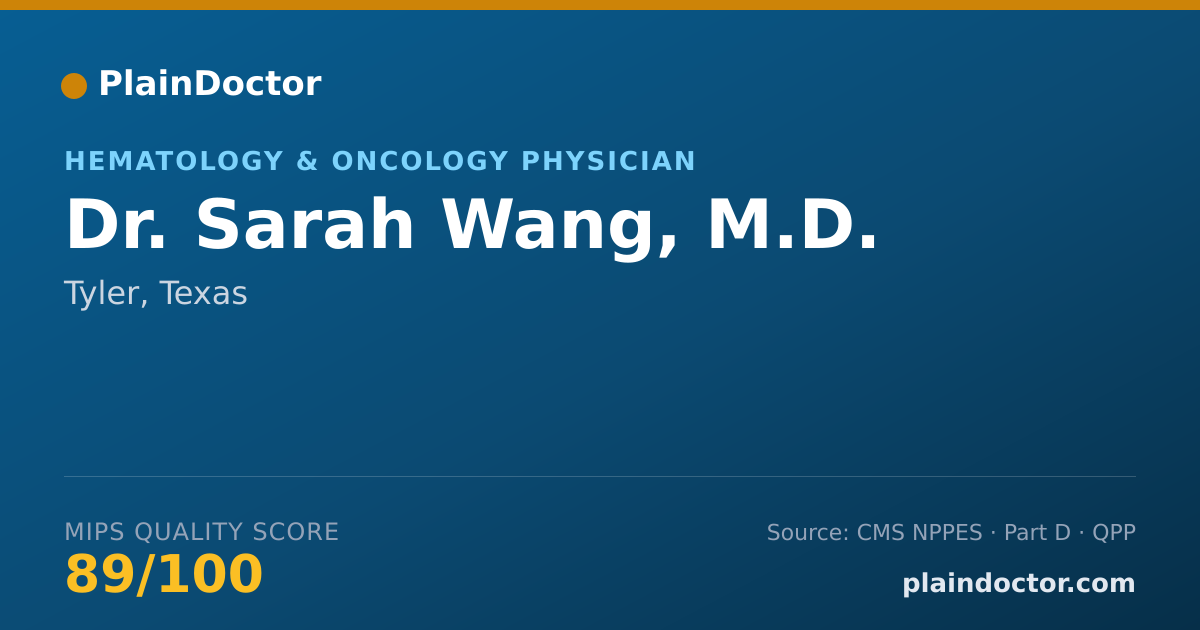 Shareable card for Sarah Wang, M.D. - Hematology & Oncology Physician, Tyler, TX