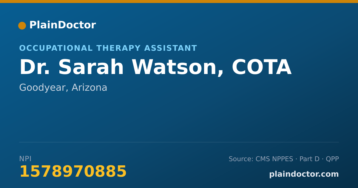 Shareable card for Sarah Watson, COTA - Occupational Therapy Assistant, Goodyear, AZ