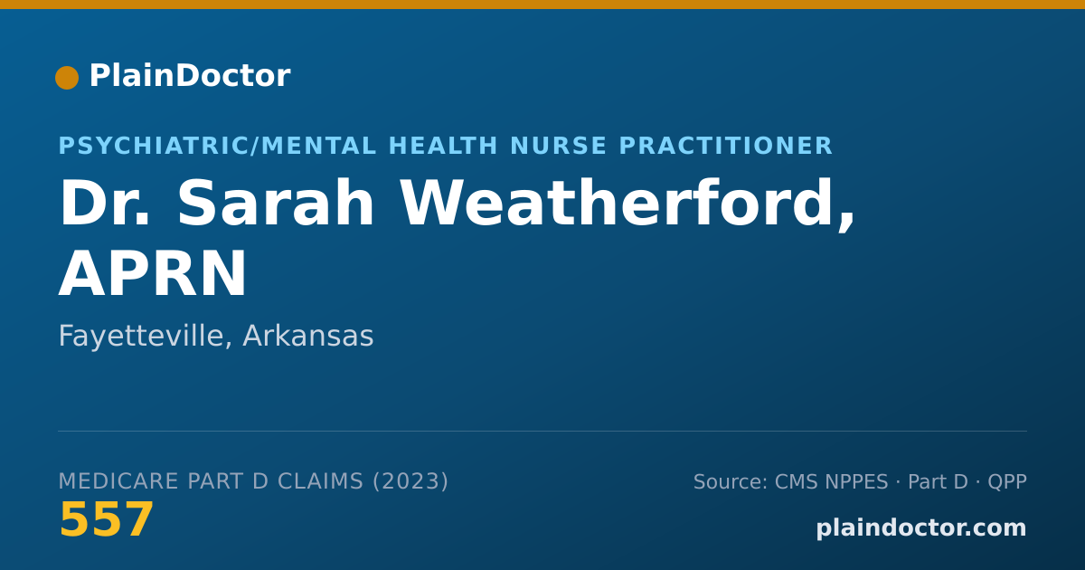 Shareable card for Sarah Weatherford, APRN - Psychiatric/Mental Health Nurse Practitioner, Fayetteville, AR