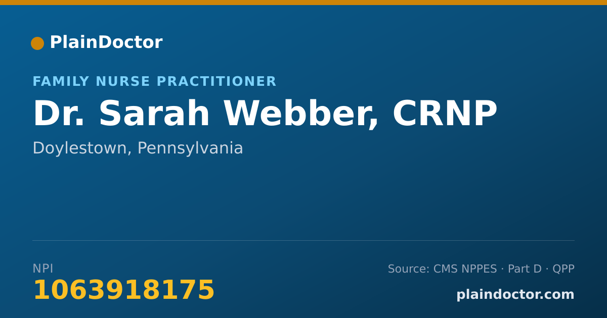Shareable card for Sarah Webber, CRNP - Family Nurse Practitioner, Doylestown, PA