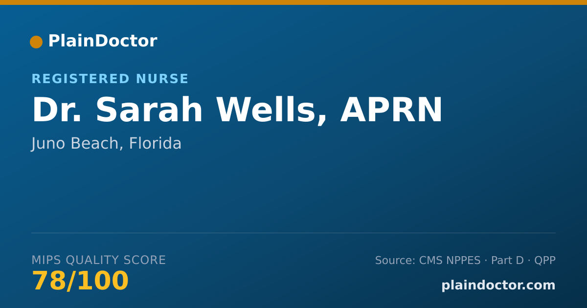 Shareable card for Sarah Wells, APRN - Registered Nurse, Juno Beach, FL