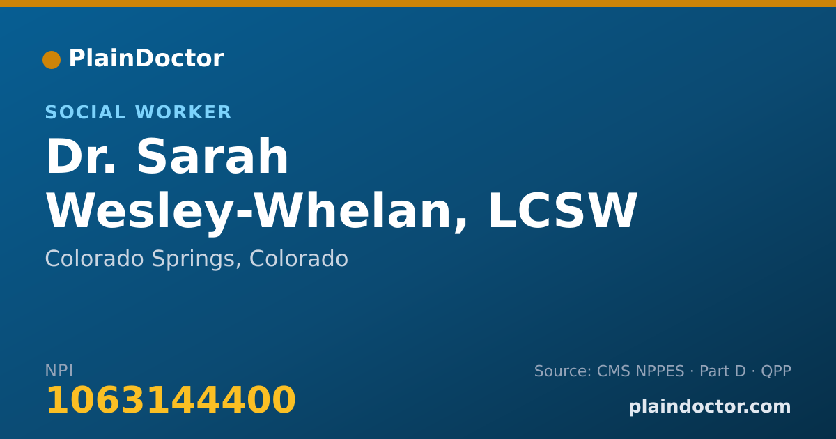 Shareable card for Sarah Wesley-Whelan, LCSW - Social Worker, Colorado Springs, CO