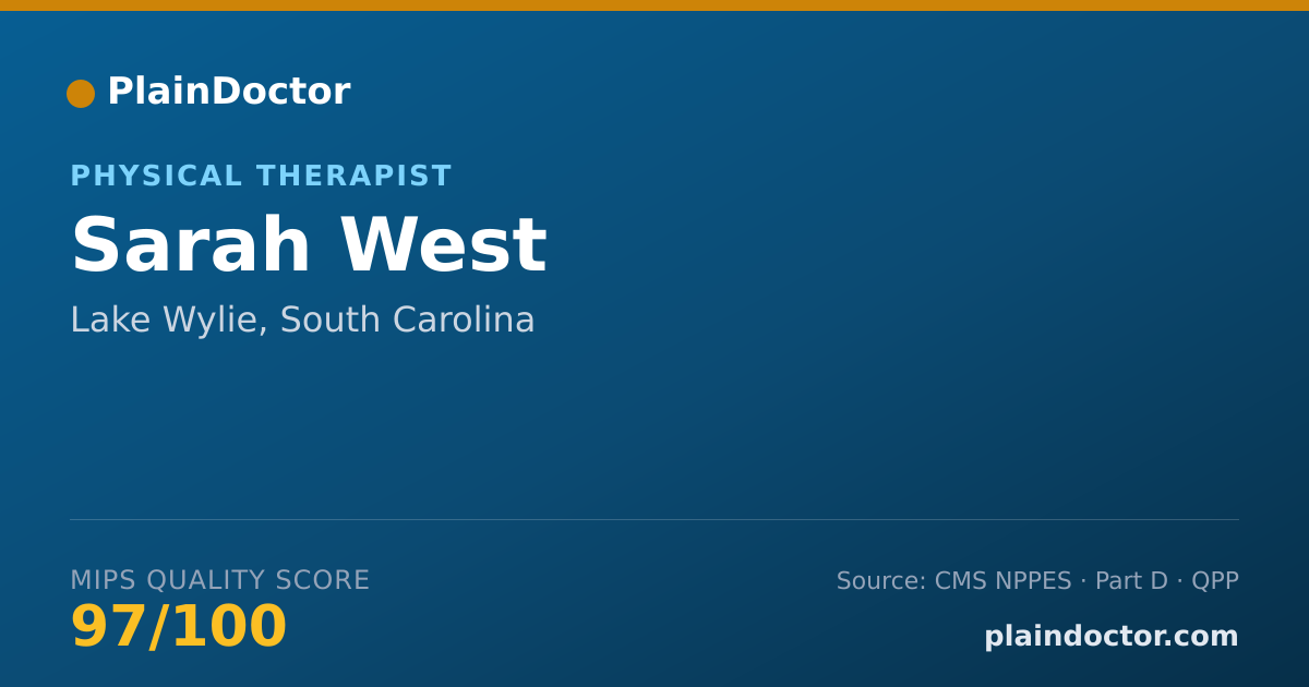 Shareable card for Sarah West - Physical Therapist, Lake Wylie, SC