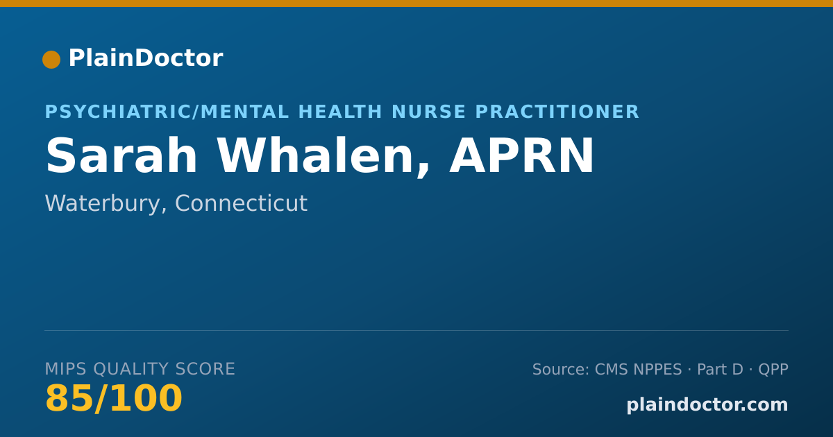 Shareable card for Sarah Whalen, APRN - Psychiatric/Mental Health Nurse Practitioner, Waterbury, CT