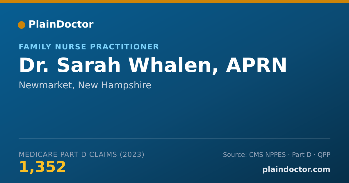 Shareable card for Sarah Whalen, APRN - Family Nurse Practitioner, Newmarket, NH