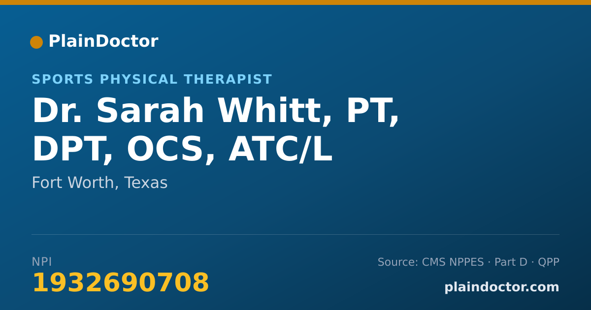 Shareable card for Sarah Whitt, PT, DPT, OCS, ATC/L - Sports Physical Therapist, Fort Worth, TX