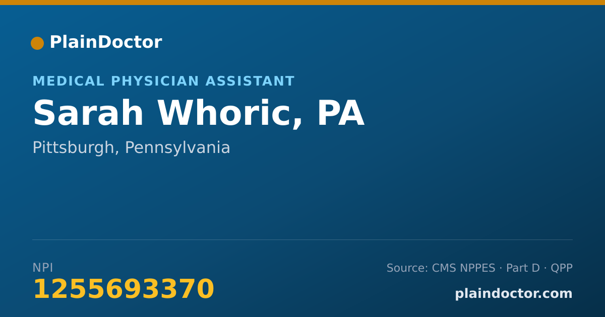 Shareable card for Sarah Whoric, PA - Medical Physician Assistant, Pittsburgh, PA