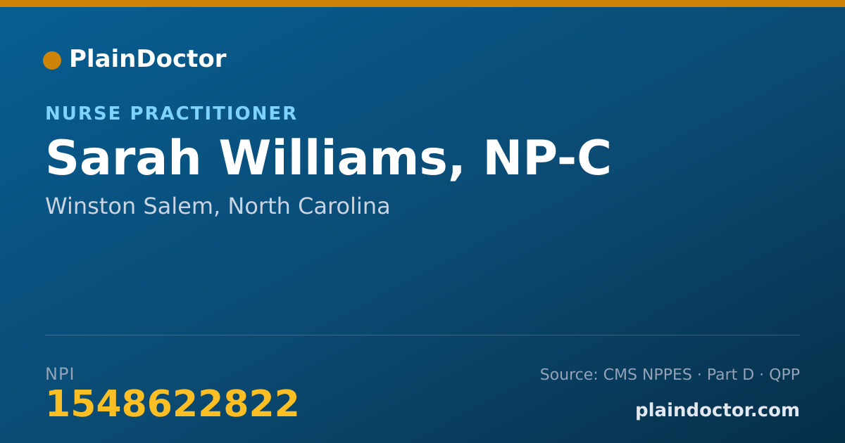 Shareable card for Sarah Williams, NP-C - Nurse Practitioner, Winston Salem, NC