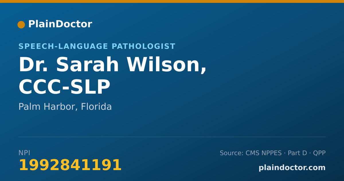 Shareable card for Sarah Wilson, CCC-SLP - Speech-Language Pathologist, Palm Harbor, FL