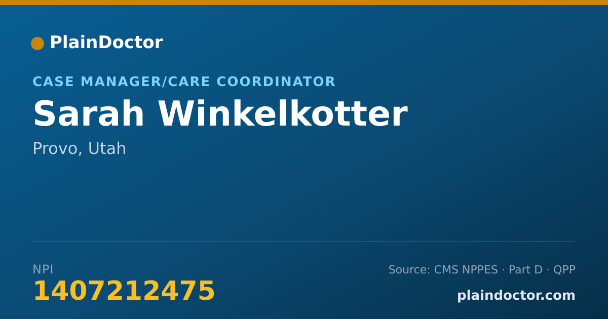 Shareable card for Sarah Winkelkotter - Case Manager/Care Coordinator, Provo, UT