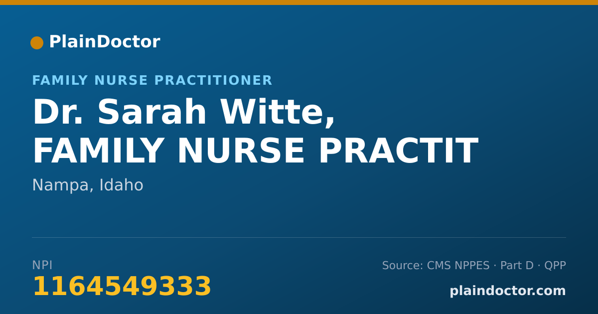 Shareable card for Sarah Witte, FAMILY NURSE PRACTIT - Family Nurse Practitioner, Nampa, ID