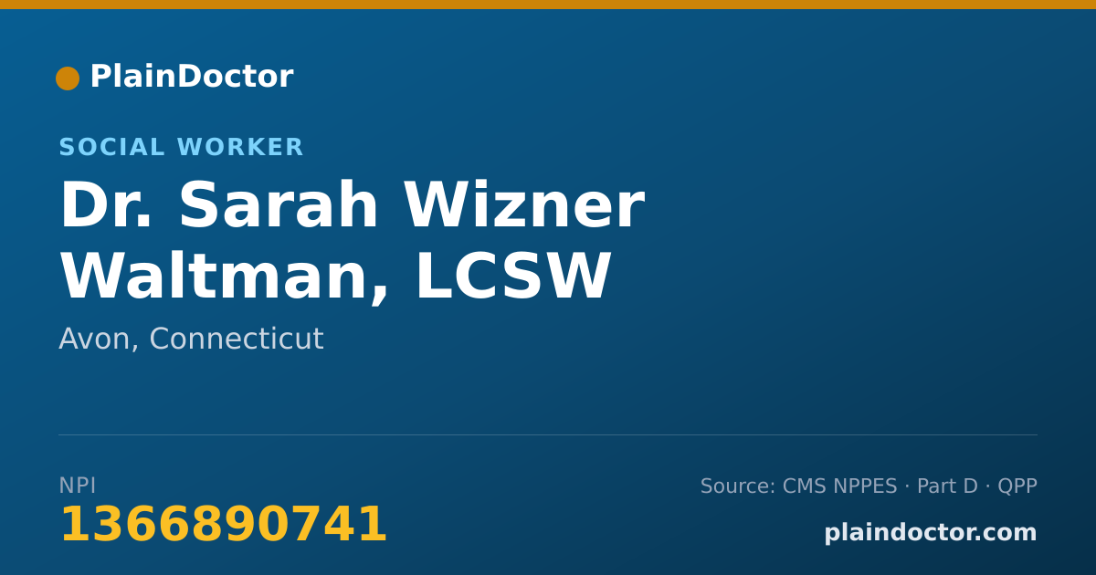 Shareable card for Sarah Wizner Waltman, LCSW - Social Worker, Avon, CT