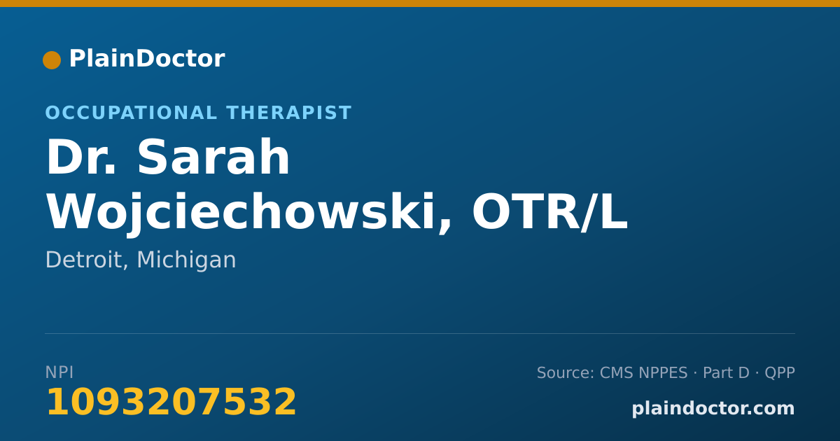 Shareable card for Sarah Wojciechowski, OTR/L - Occupational Therapist, Detroit, MI