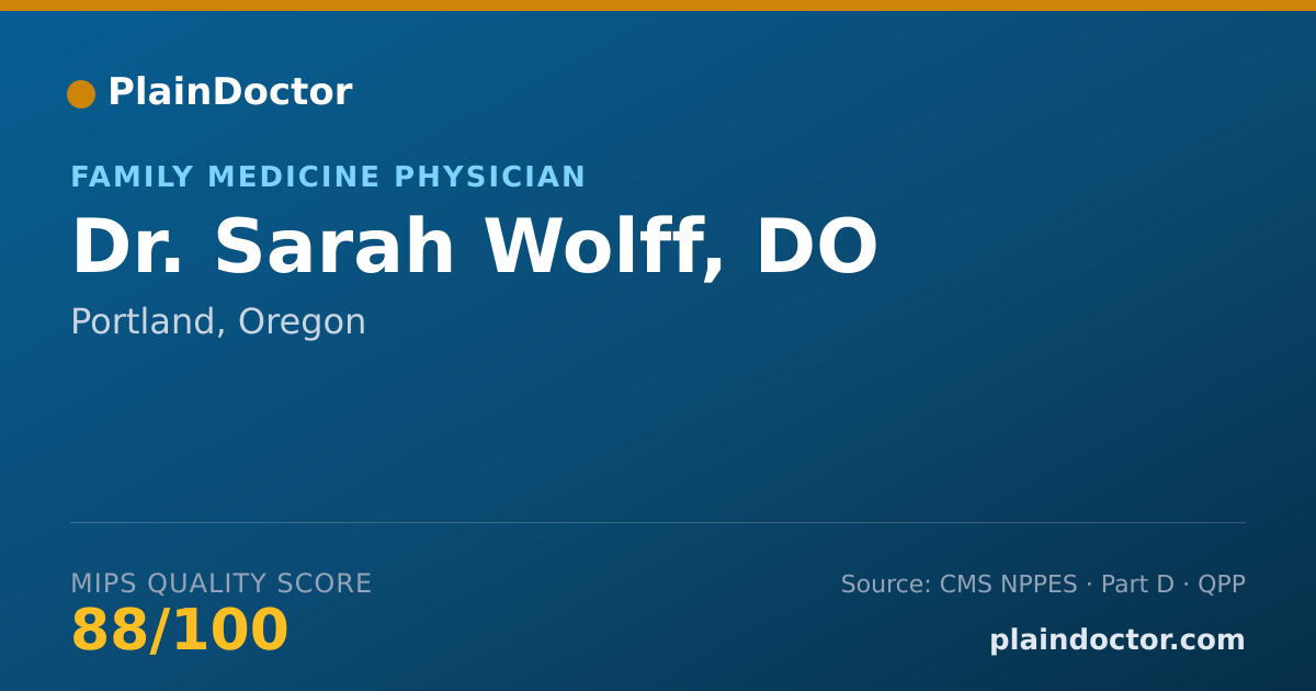 Shareable card for Sarah Wolff, DO - Family Medicine Physician, Portland, OR