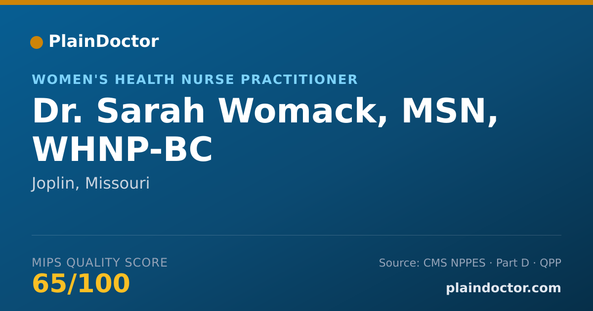Shareable card for Sarah Womack, MSN, WHNP-BC - Women's Health Nurse Practitioner, Joplin, MO