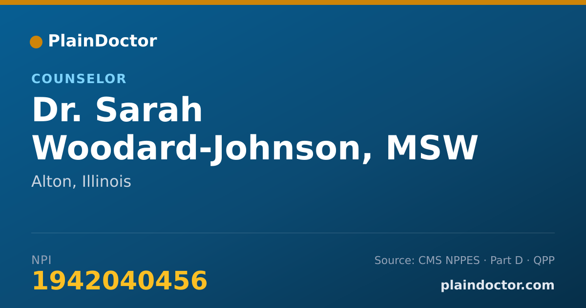 Shareable card for Sarah Woodard-Johnson, MSW - Counselor, Alton, IL
