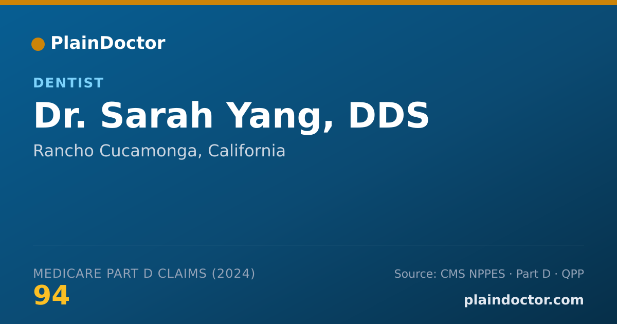 Shareable card for Sarah Yang, DDS - Dentist, Rancho Cucamonga, CA