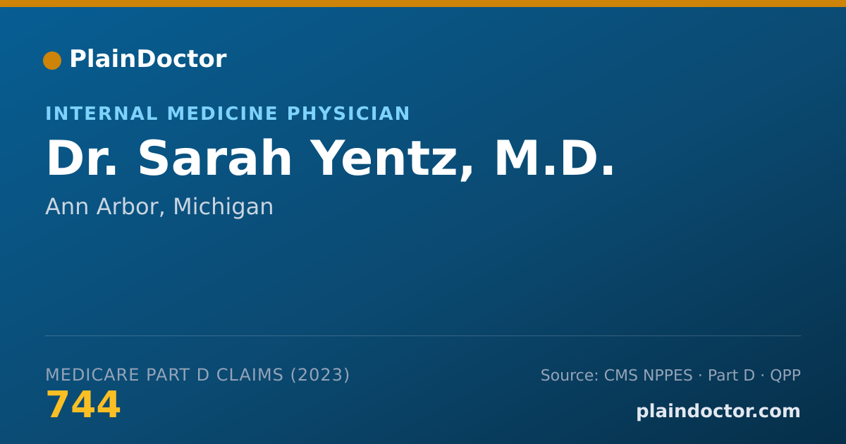 Shareable card for Sarah Yentz, M.D. - Internal Medicine Physician, Ann Arbor, MI