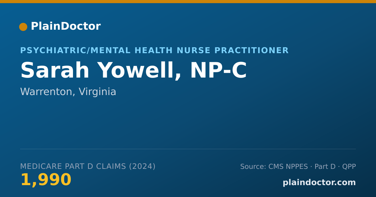 Shareable card for Sarah Yowell, NP-C - Psychiatric/Mental Health Nurse Practitioner, Warrenton, VA