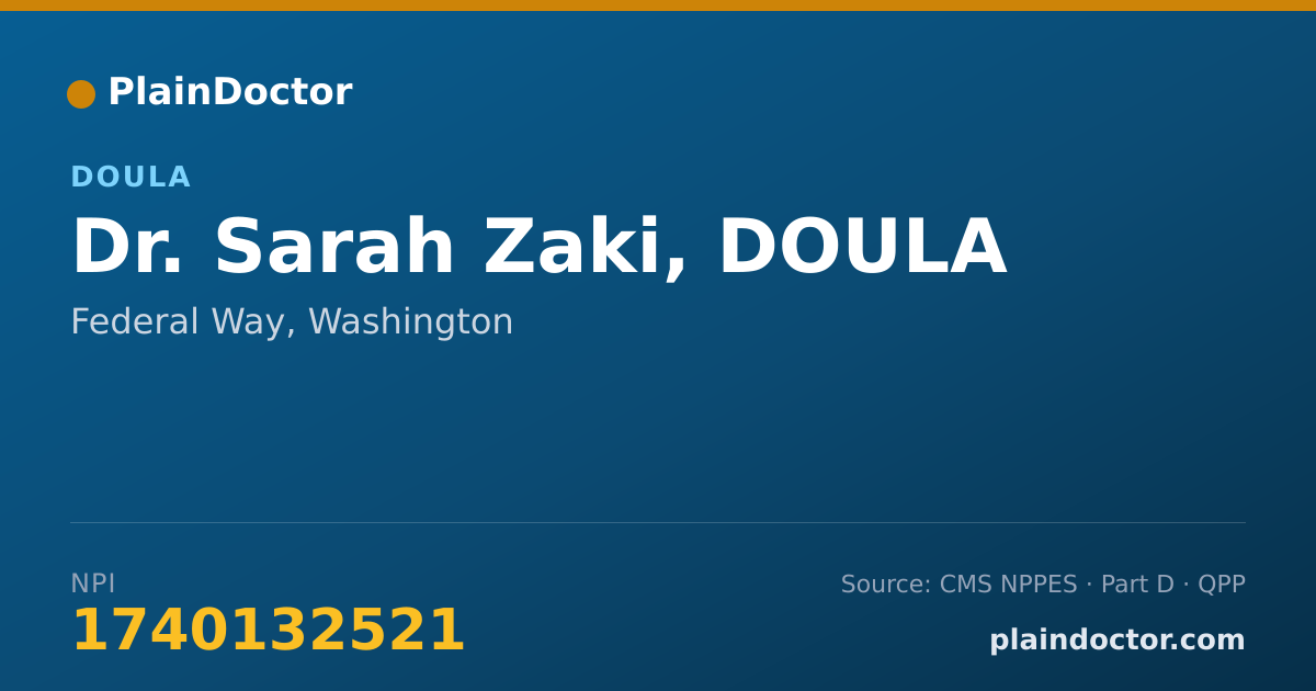 Shareable card for Sarah Zaki, DOULA - Doula, Federal Way, WA