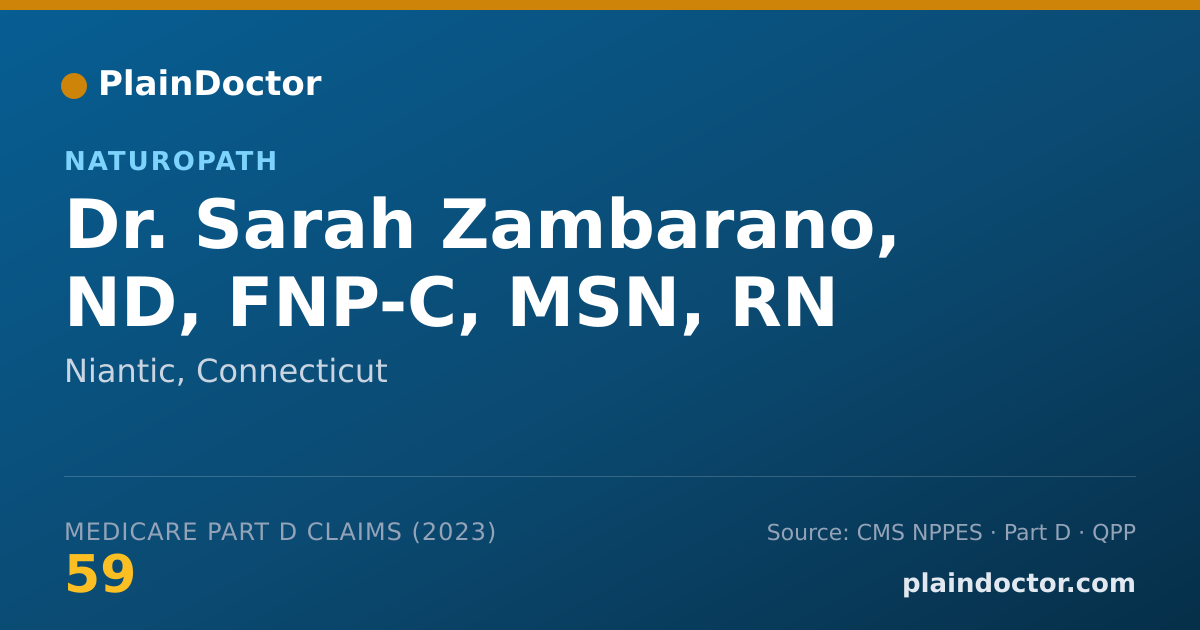 Shareable card for Sarah Zambarano, ND, FNP-C, MSN, RN - Naturopath, Niantic, CT