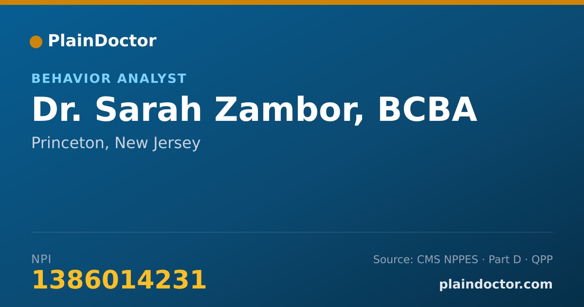 Shareable card for Sarah Zambor, BCBA - Behavior Analyst, Princeton, NJ